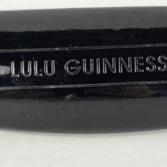 Lulu Guinness shiny black hard clamshell eyeglass case - Picture 2 of 5